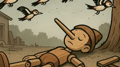 Dowcip: Pinokio leży, a dzięcioły krążą...