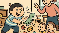 Dowcip: W przedszkolu Jasio zrzuca zabawki